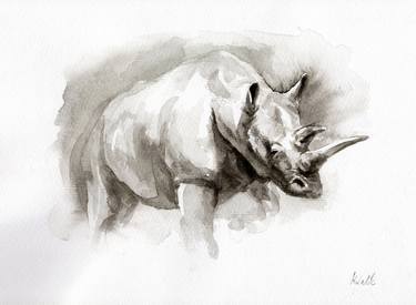 Watercolor painting of rhinoceros thumb
