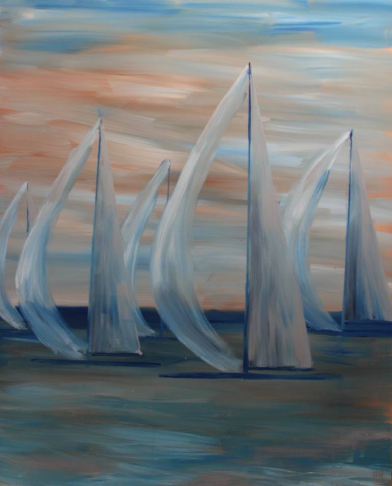 Original Boat Painting by Julia Michelle Dawson