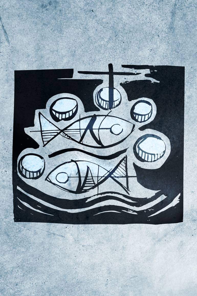 Five breads and two fish Mixed Media by Bernardo Ramonfaur | Saatchi Art