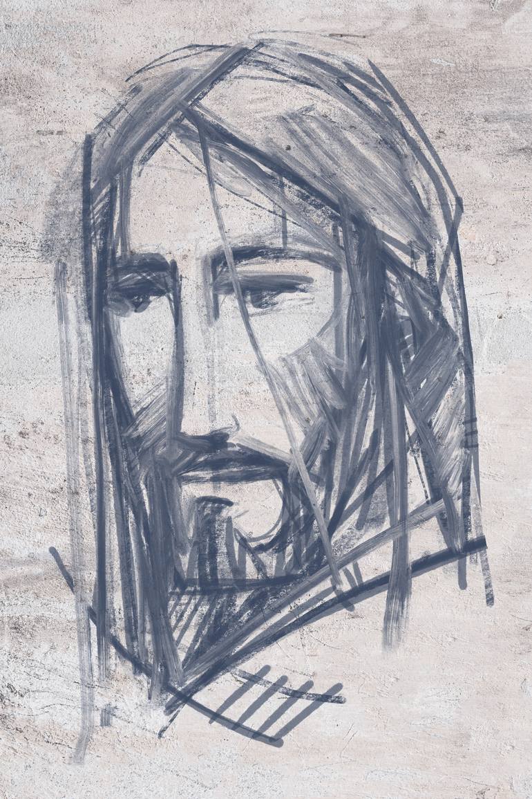 Jesus Christ Face painting Drawing by Bernardo Ramonfaur | Saatchi Art