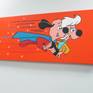 Original painting of Underdog and his girlfriend Polly Purebred, by artist, Bobby Jack Pack Jr. 
This painting is acrylic on artist stretched canvas. Measurements are 40" wide X 16" tall X 1 1/2" deep. Very colorful, as cartoons should be. This painting is part of a collection called "Cartoon Love".