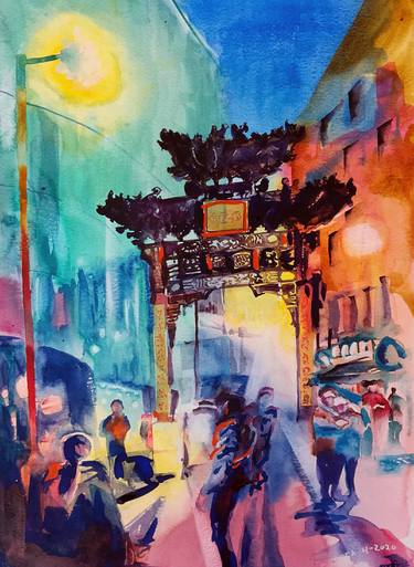 Evening Lights in Chinatown. thumb