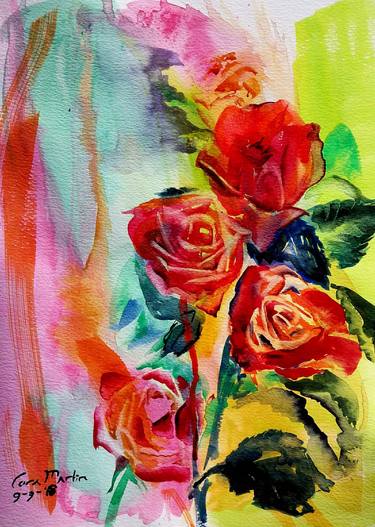 Original Expressionism Floral Paintings by Cora Martin