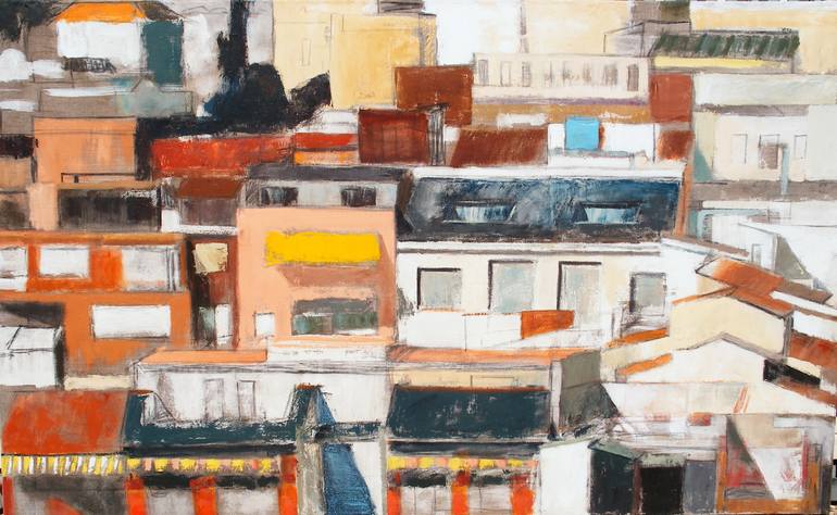 Original Architecture Painting by Sofia Buxo | Other Art on Canvas | Horror Vacui