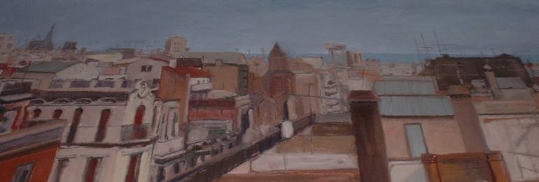 Original Architecture Painting by Sofia Buxo | Illustration Art on Canvas | Colors of City