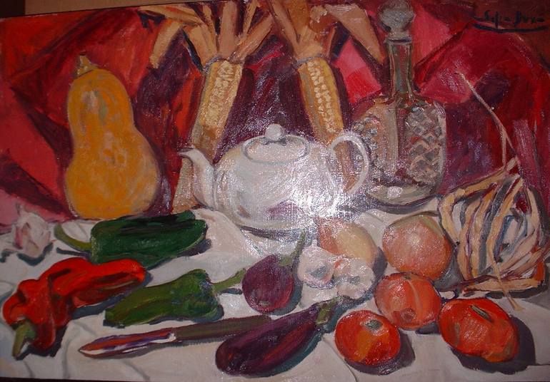 Original Fine Art Still Life Paintings by Sofia Buxo