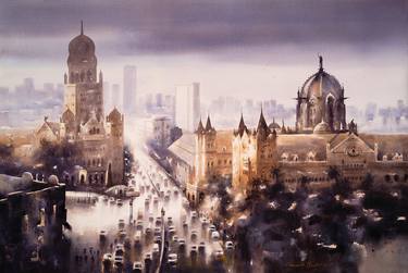 Original Expressionism Cities Paintings by Ananta Mandal