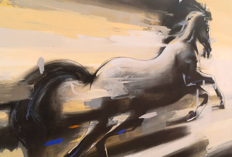 Original Fine Art Horse Painting by Ananta Mandal