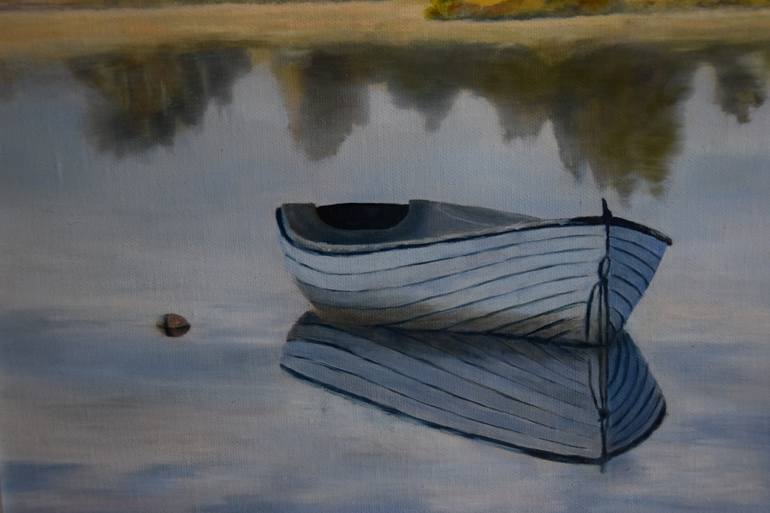 Original Fine Art Boat Painting by Silvia Haban