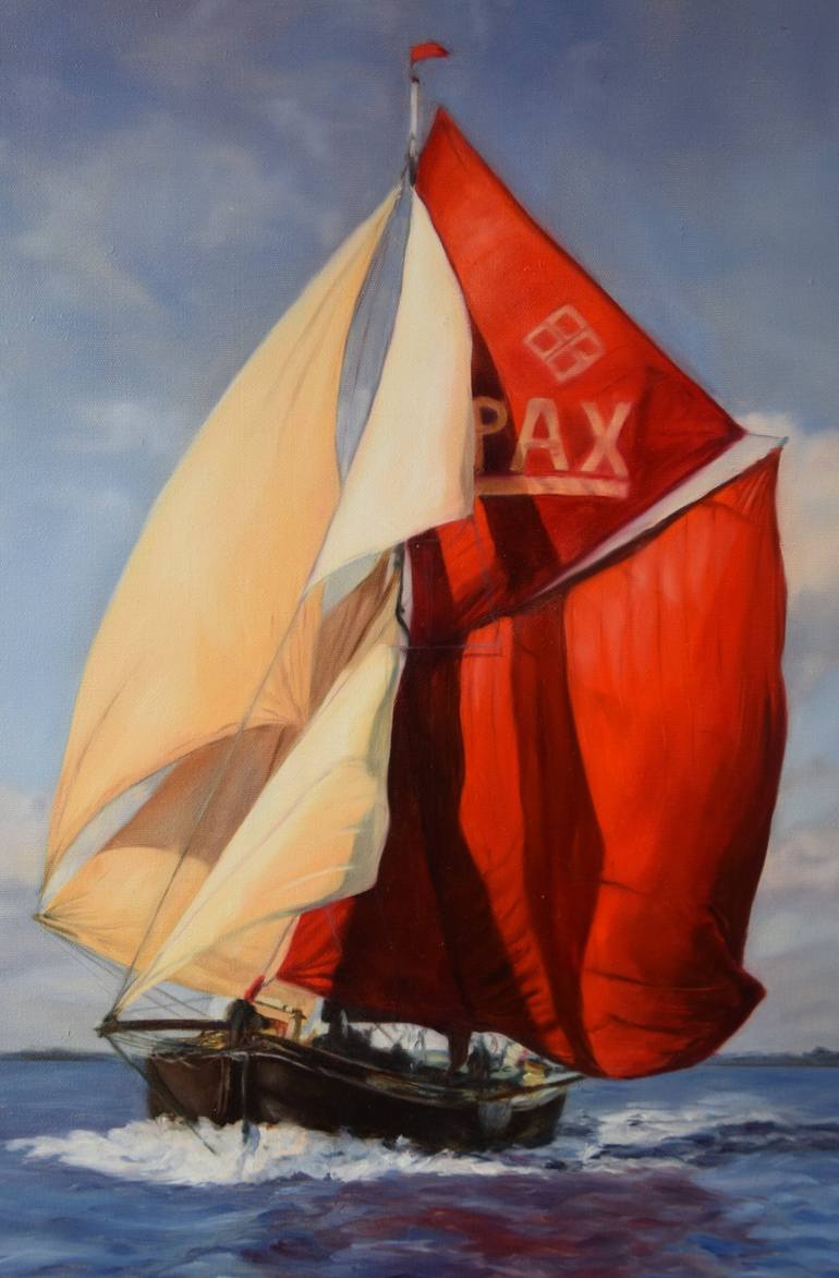 Original Sailboat Painting by Silvia Haban