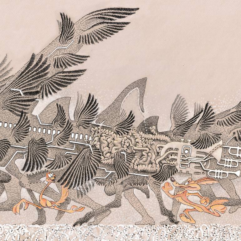 Original Black & White Horse Drawing by Parsyn Faljano