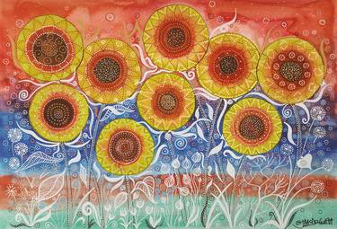 Sunflowers at Sunset thumb