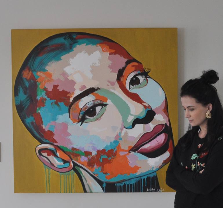 Original Abstract Portrait Painting by Driekie Van Wyk