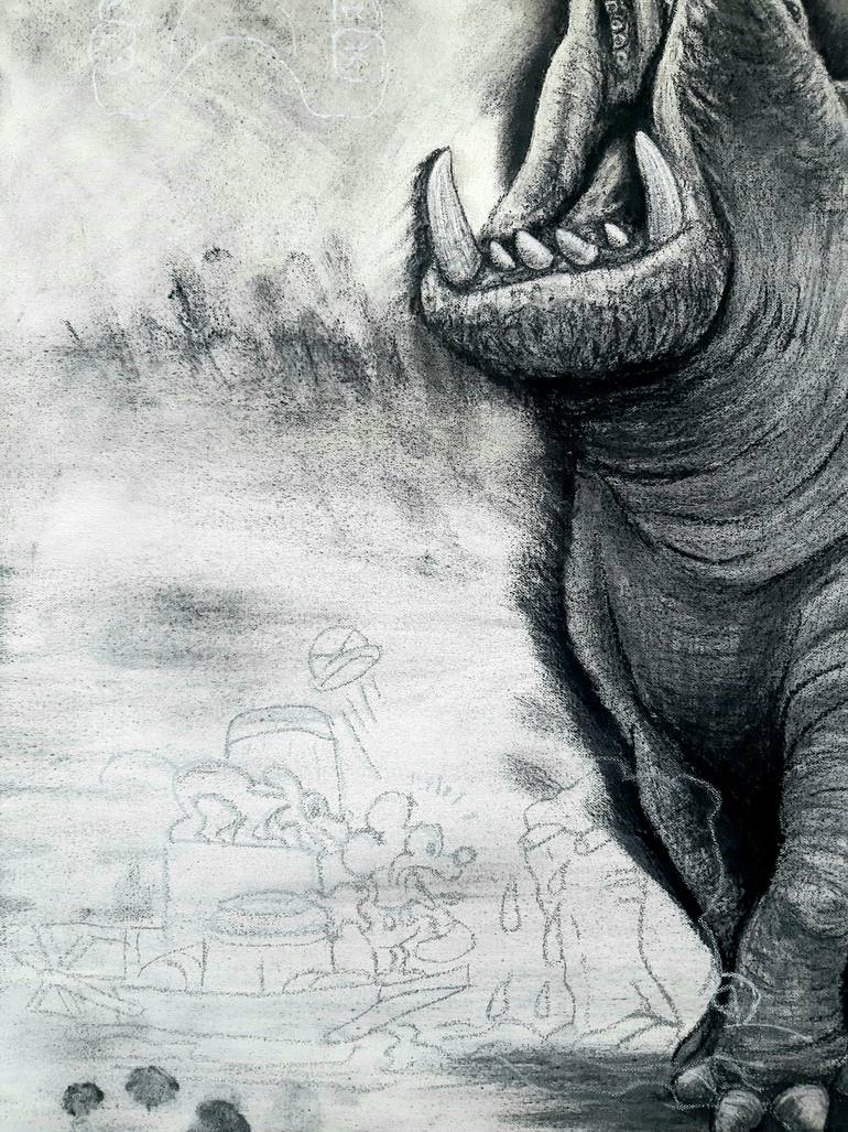 Original Expressionism Animal Drawing by Tom Van Herrewege