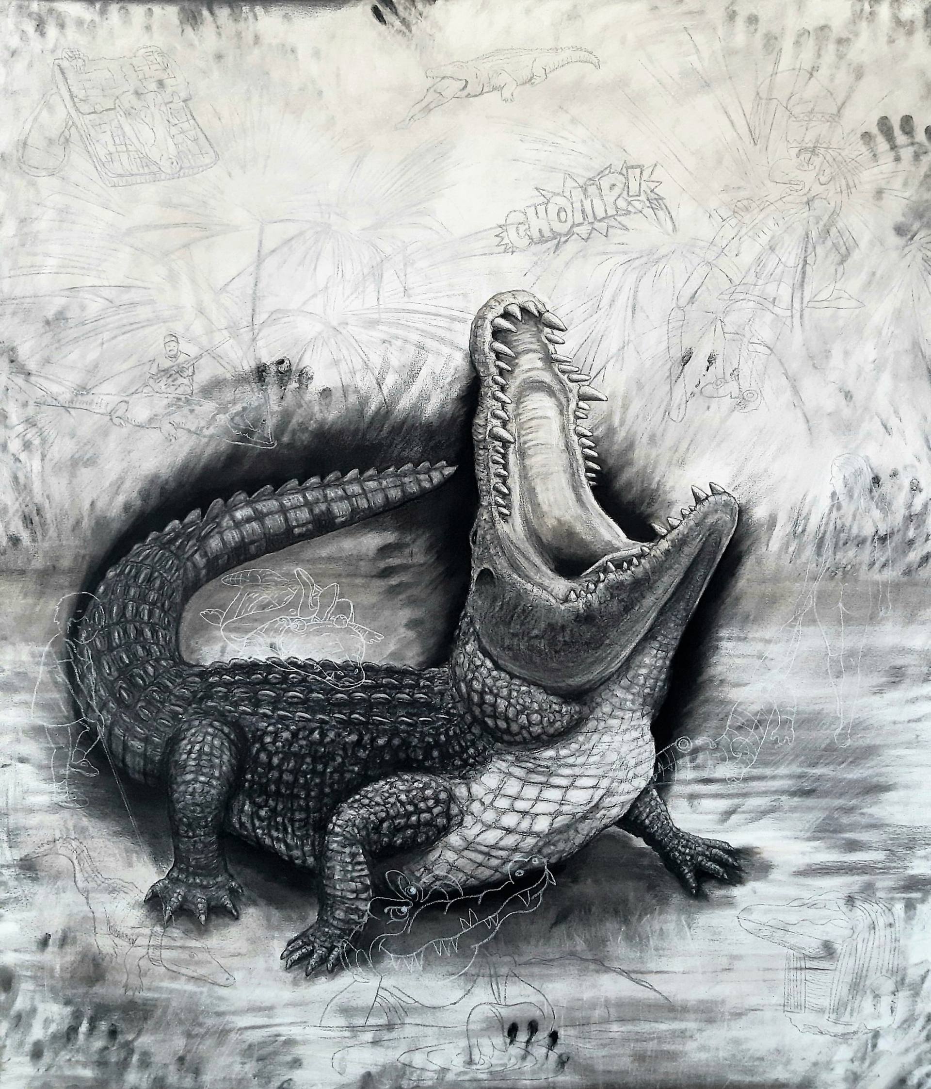 The Nile Crocodile Drawing by Tom Van Herrewege Saatchi Art India