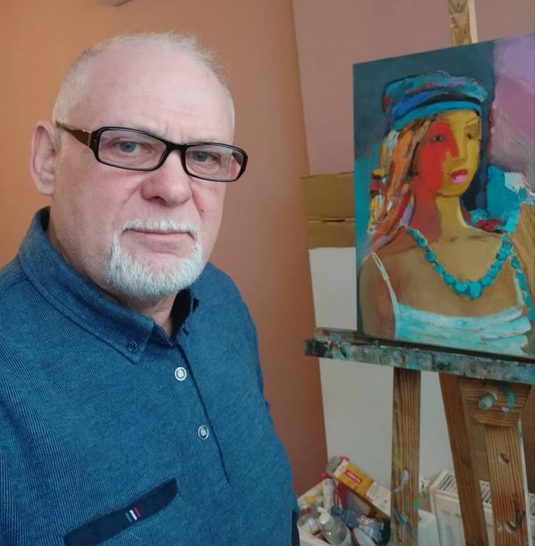Original Abstract People Painting by Viktor Volkov