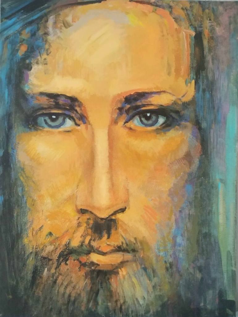 Jesus Christ the Savior (image from the Shroud of Turin) Painting by ...
