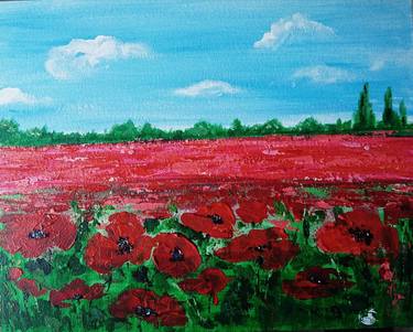 Field of red poppies thumb