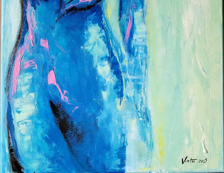 Original Expressionism Nude Painting by Vintu Irina