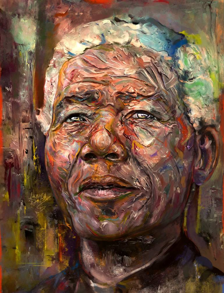 Nelson Mandela Painting By Ahmed Karam | Saatchi Art