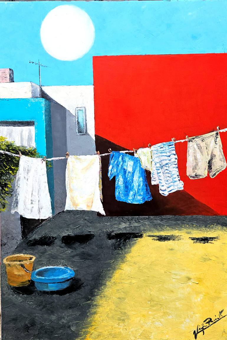 Original Architecture Painting by Virginia Praschnik | Contemporary Art on Canvas | The Yard
