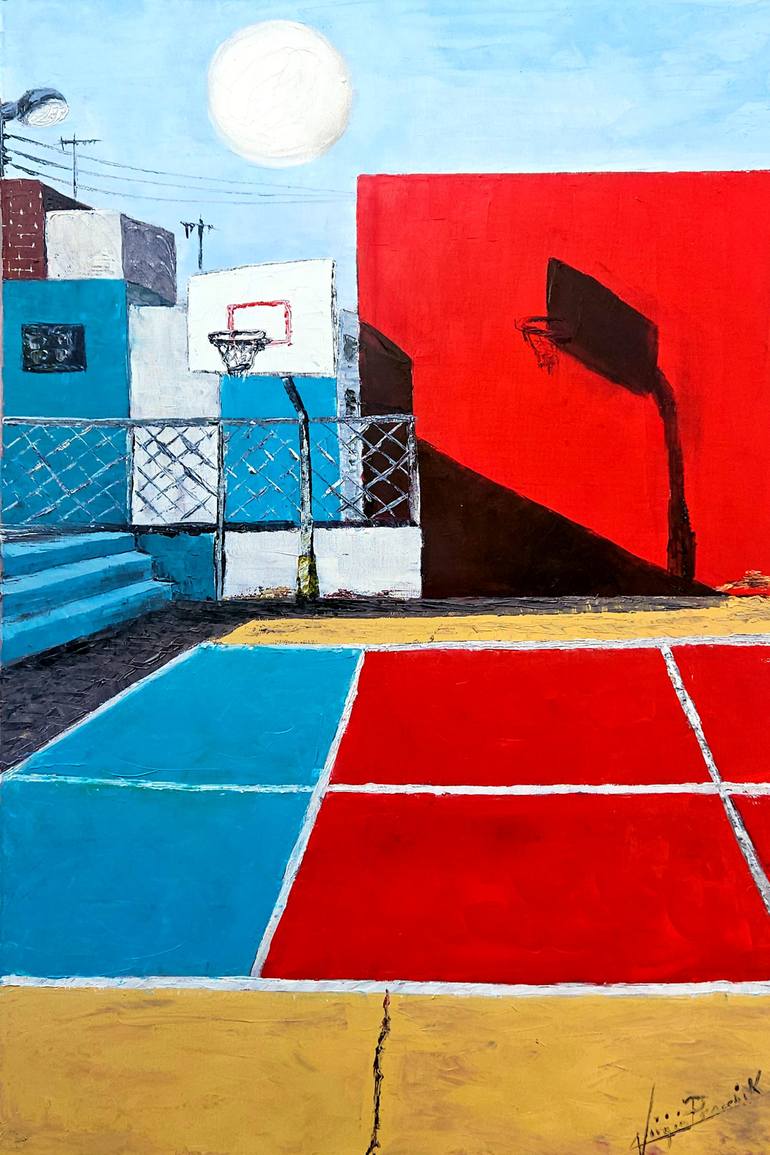 Original Architecture Painting by Virginia Praschnik | Pop Art Art on Canvas | Alley SIde