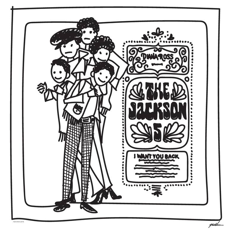 Jackson 5 Debut Album Stick Figures 36x36 printed on Canvas
