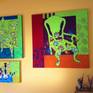 My recent work, titled "Chairs", illustrates the development of the rythmic reletionship of colors and shapes around the outline of an old classic chair.
It is a reference to Japanese painting and the art of Henri Matisse.