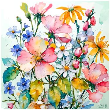 Original Color Field Painting Botanic Digital by Natalia Kuruch