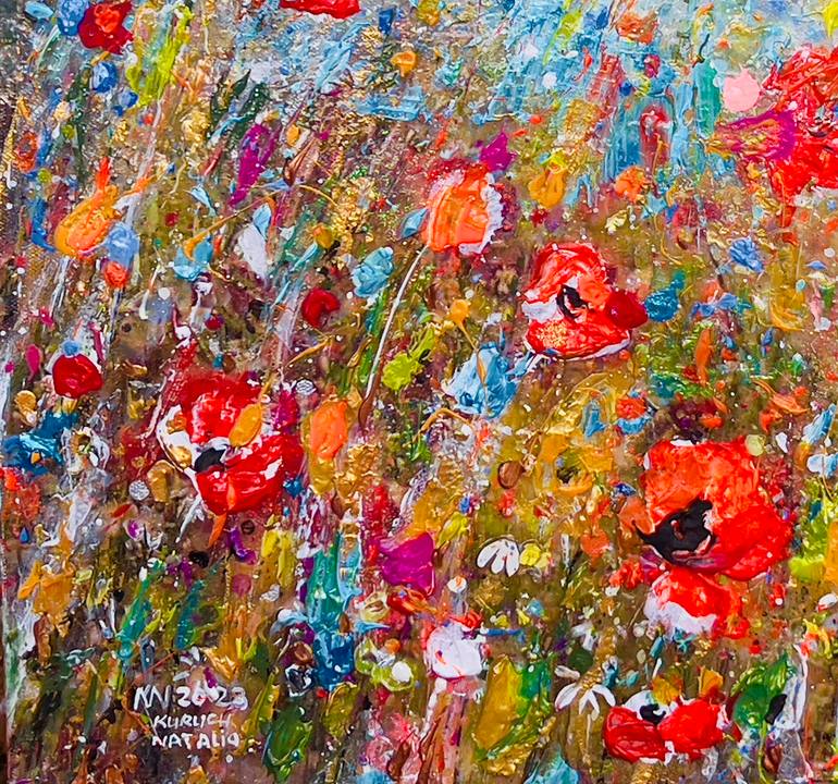 Original Art Deco Floral Painting by Natalia Kuruch