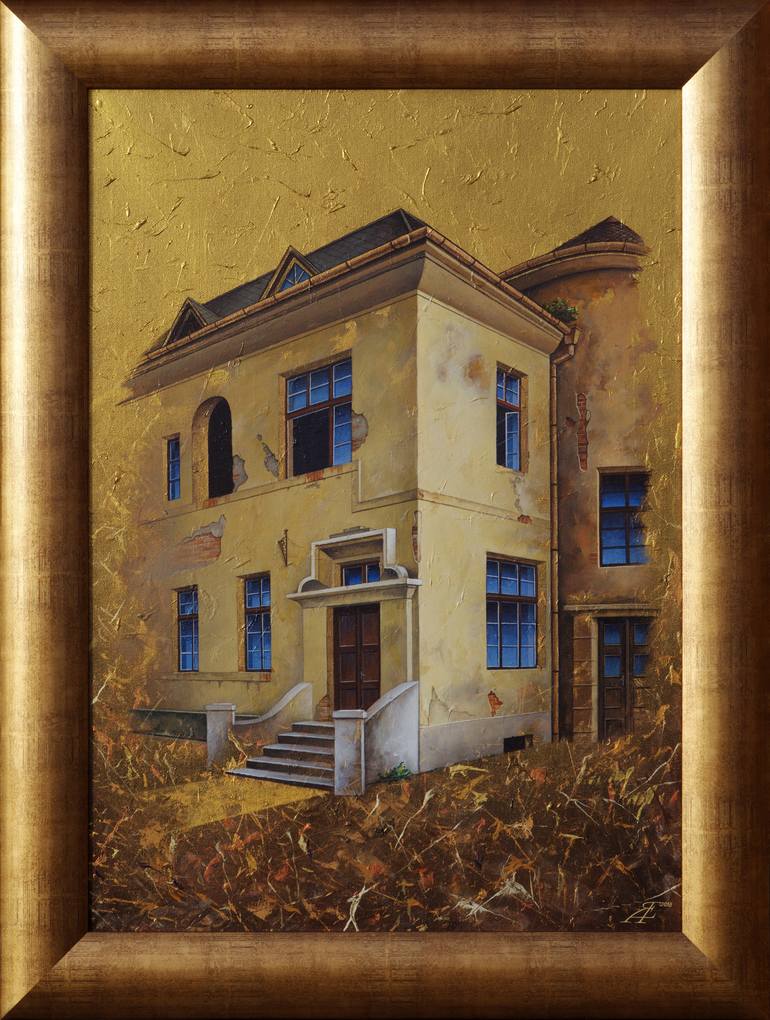 Original Architecture Painting by Alexander Jazykov | Modernism Art on Canvas | Talk with the past