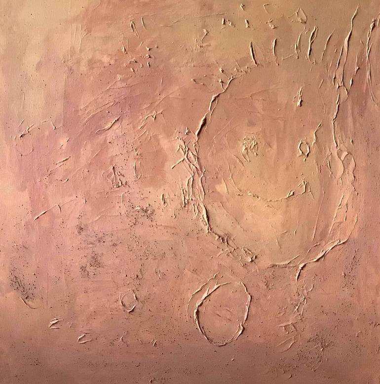 Mars and its Happy Face Crater Painting by Anne-Julie Hynes | Saatchi Art