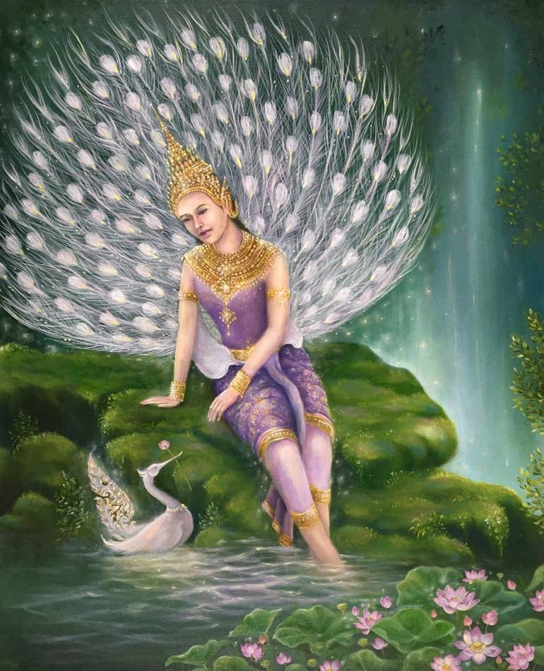 Peacock fairy Painting by Jirawat Paul Khumbungkla | Saatchi Art