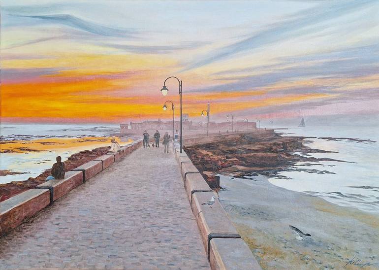 Original Seascape Painting by Iurii Silikov | Romanticism Art on Canvas | Cadiz, castillo de San Sebastian