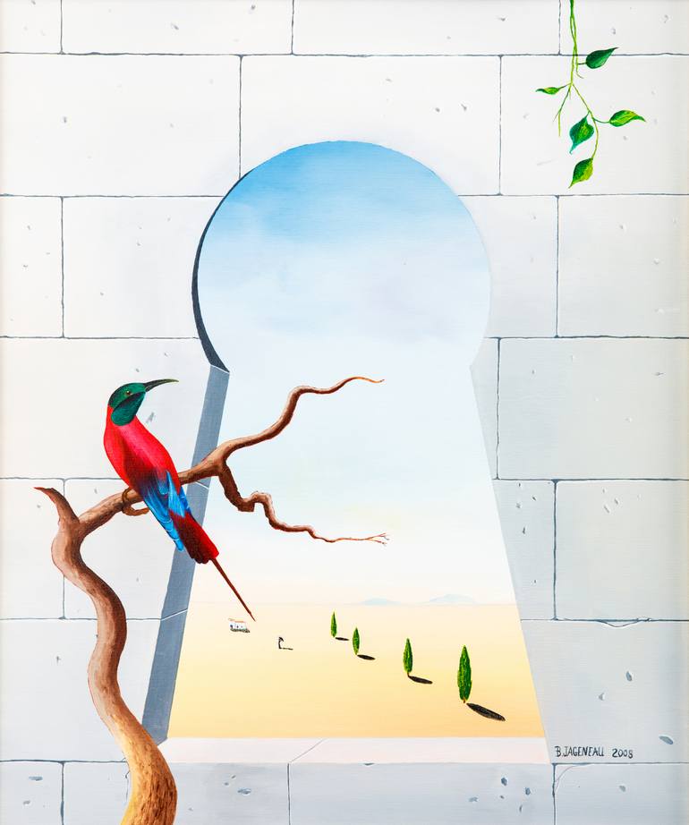 Original Surrealism Landscape Painting by Bernard Jageneau