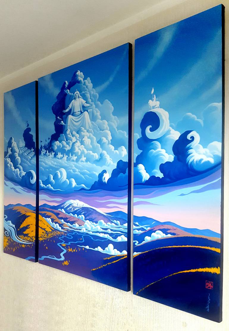 Original Documentary Landscape Painting by Enkhei T
