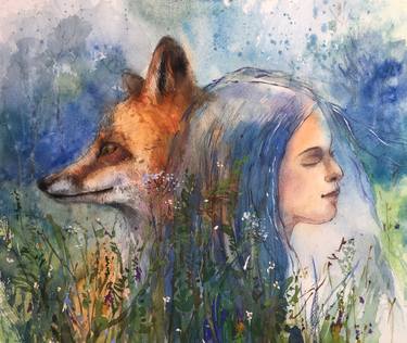 Watercolor fox girl thumb