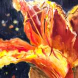 Fire lily. Floral painting by Nadezhda Bogomolova