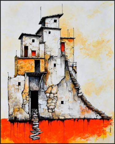 Original Surrealism Cities Paintings by Emerico Imre Toth