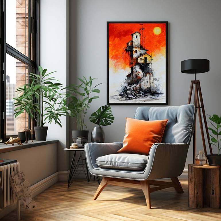 Original Surrealism Cities Painting by Emerico Imre Toth