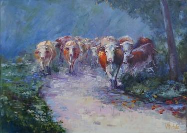 Print of Cows Paintings by Viktoria Debda