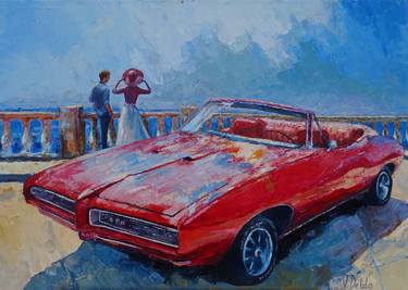 Pontiac 1968,  red retro car thumb