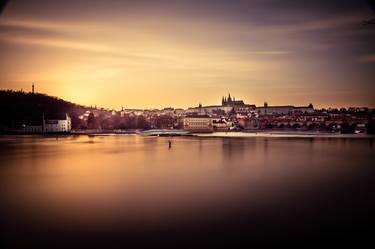 Panorama of sunset in Prague city thumb