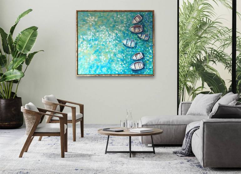 Original Abstract Boat Painting by Nadia Lysakowska