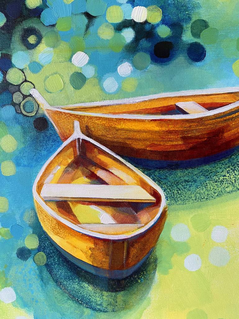 Original Impressionism Boat Painting by Nadia Lysakowska
