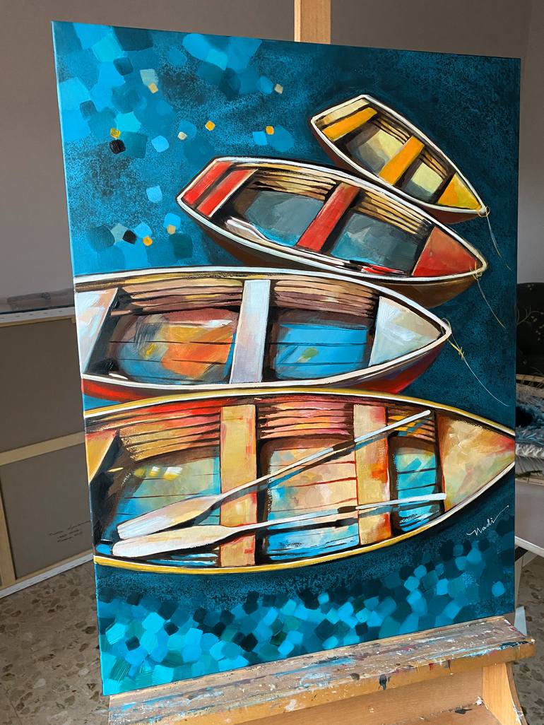 Original Boat Painting by Nadia Lysakowska