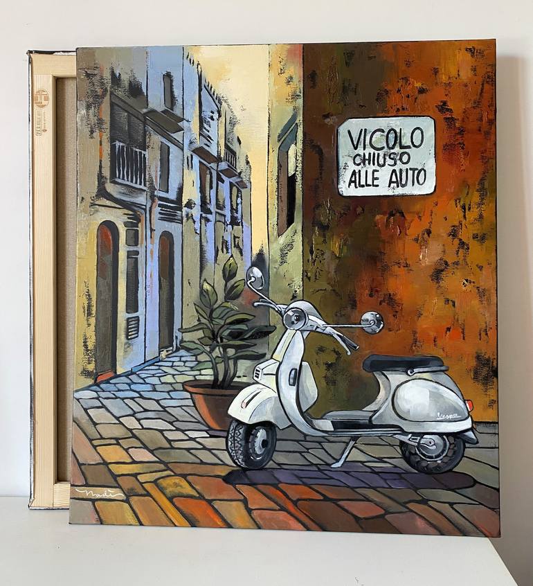 Original Pop Art Motorcycle Painting by Nadia Lysakowska