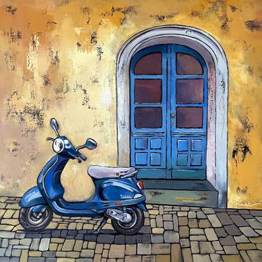 Original Expressionism Motorcycle Paintings by Nadia Lysakowska