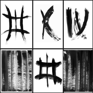 "Static -dynamic", set of 6 abstract monochrome artworks thumb
