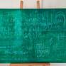 Conceptual abstract painting, made in a colorfield-style. The artist uses principles of Science Art and uses mathematical formulas to imitate an old school chalkboard. Artist Anastasia Vasilyeva is internationally known because of her Science Art Collection with old schoolboards paintings made on canvas.